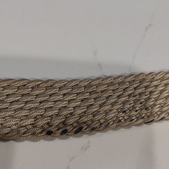 Brighton Tan Woven Web Belt with Croc Embossed Leather and Solid Brass Buckle - Picture 8 of 12